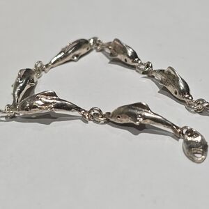 Vintage Sterling Silver Dolphin Link Bracelet
